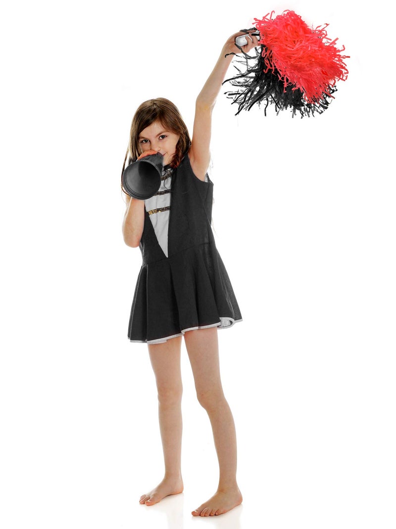 Pangda 12 Pack Cheerleading Pom Poms Sports Dance Cheer Plastic Pom Poms for Sports Team Spirit Cheering(Red and Black) - Image 5